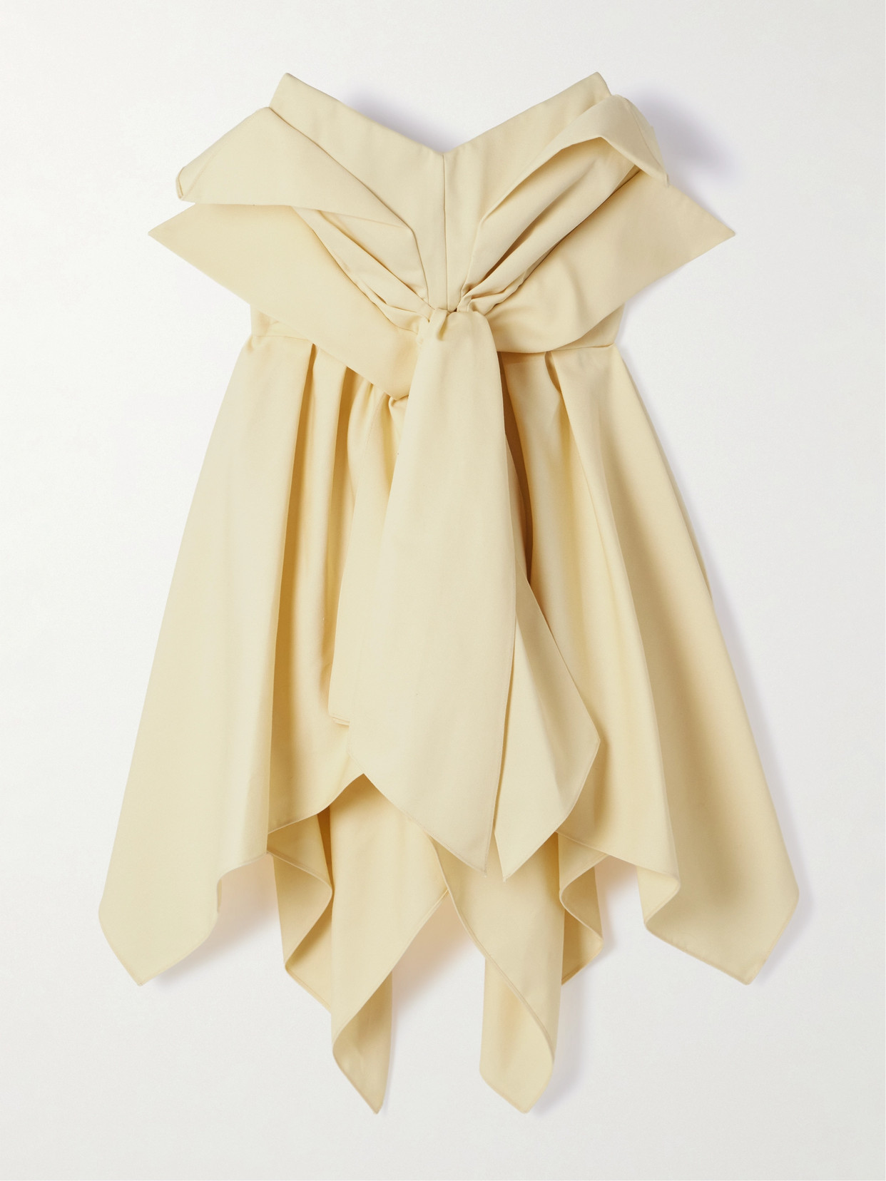 Christopher John Rogers Bow-embellished Off-the-shoulder Twill Top In Neutrals