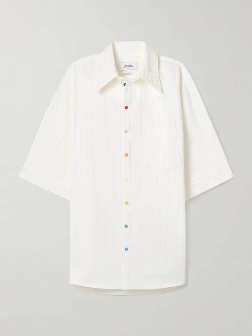 Christopher John Rogers Oversized Embroidered Cotton-sateen Shirt