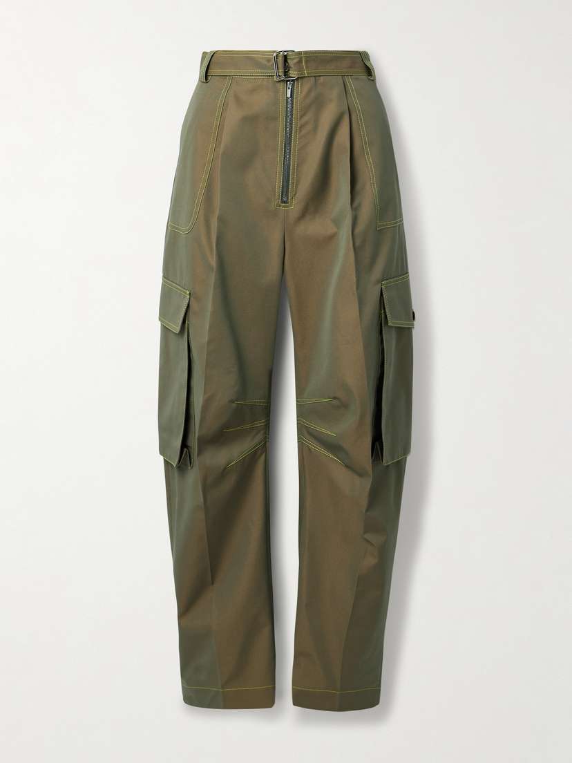 Christopher John Rogers Belted Cotton-blend Twill Tapered Cargo Pants - Unisex 26