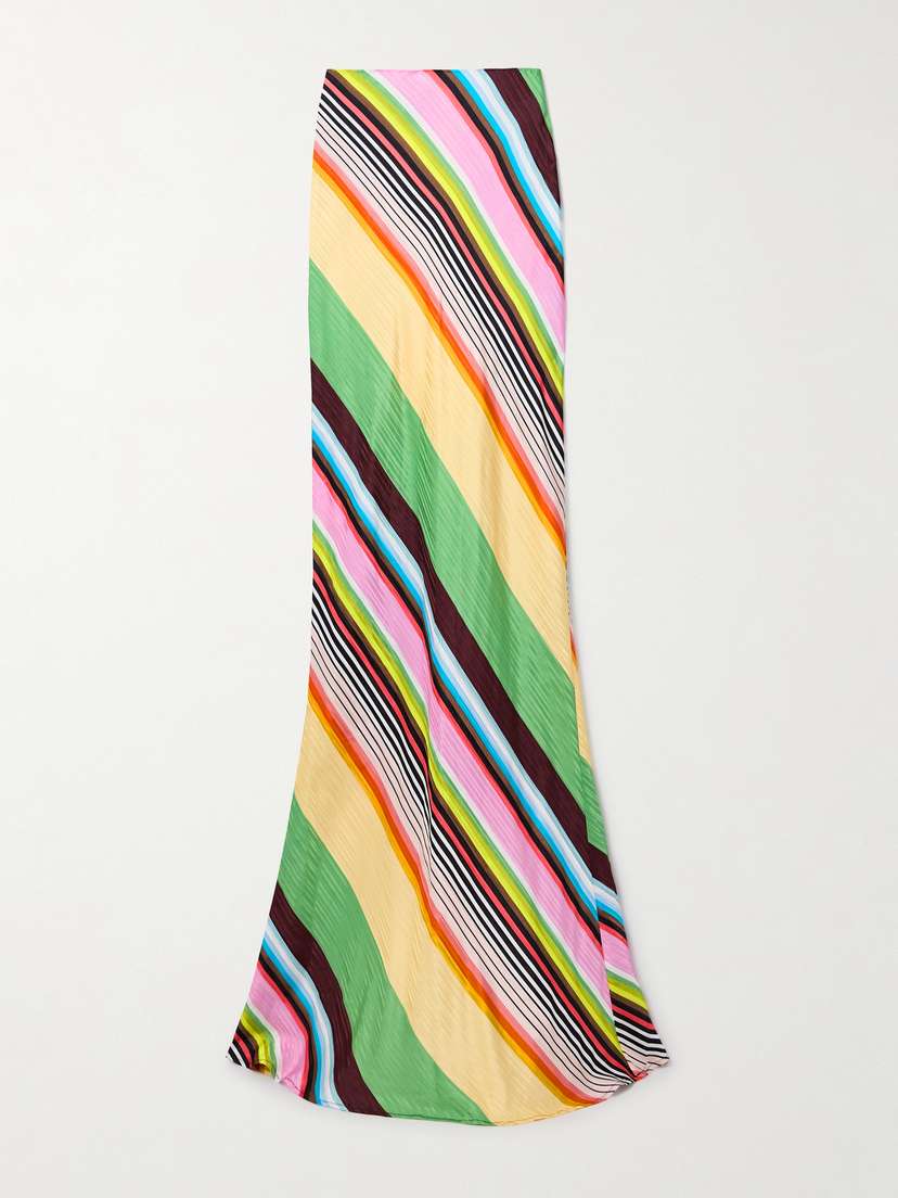 Christopher John Rogers Casette Striped Satin-jacquard Maxi Skirt