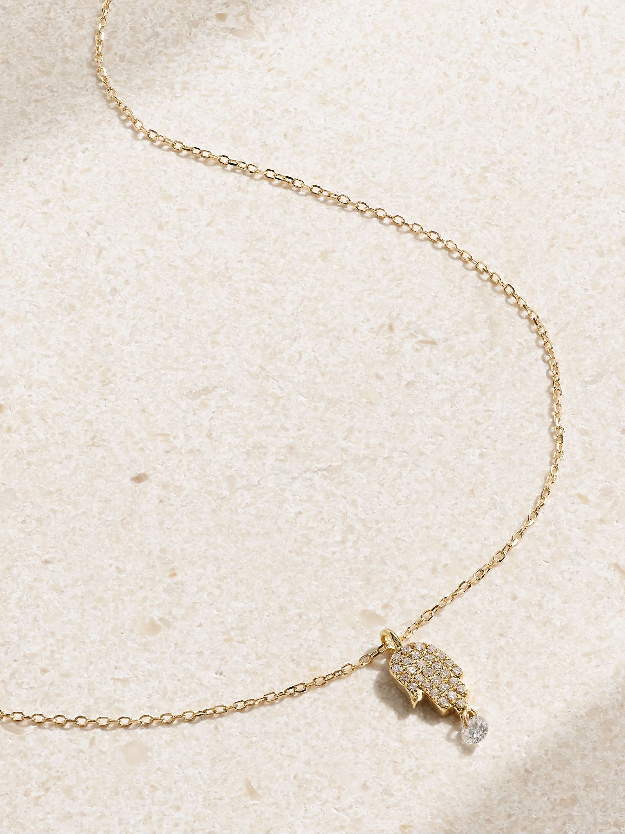 Persee Hand of Fatima 18 karat gold diamond necklace Women Gold Fine Jewelry One size