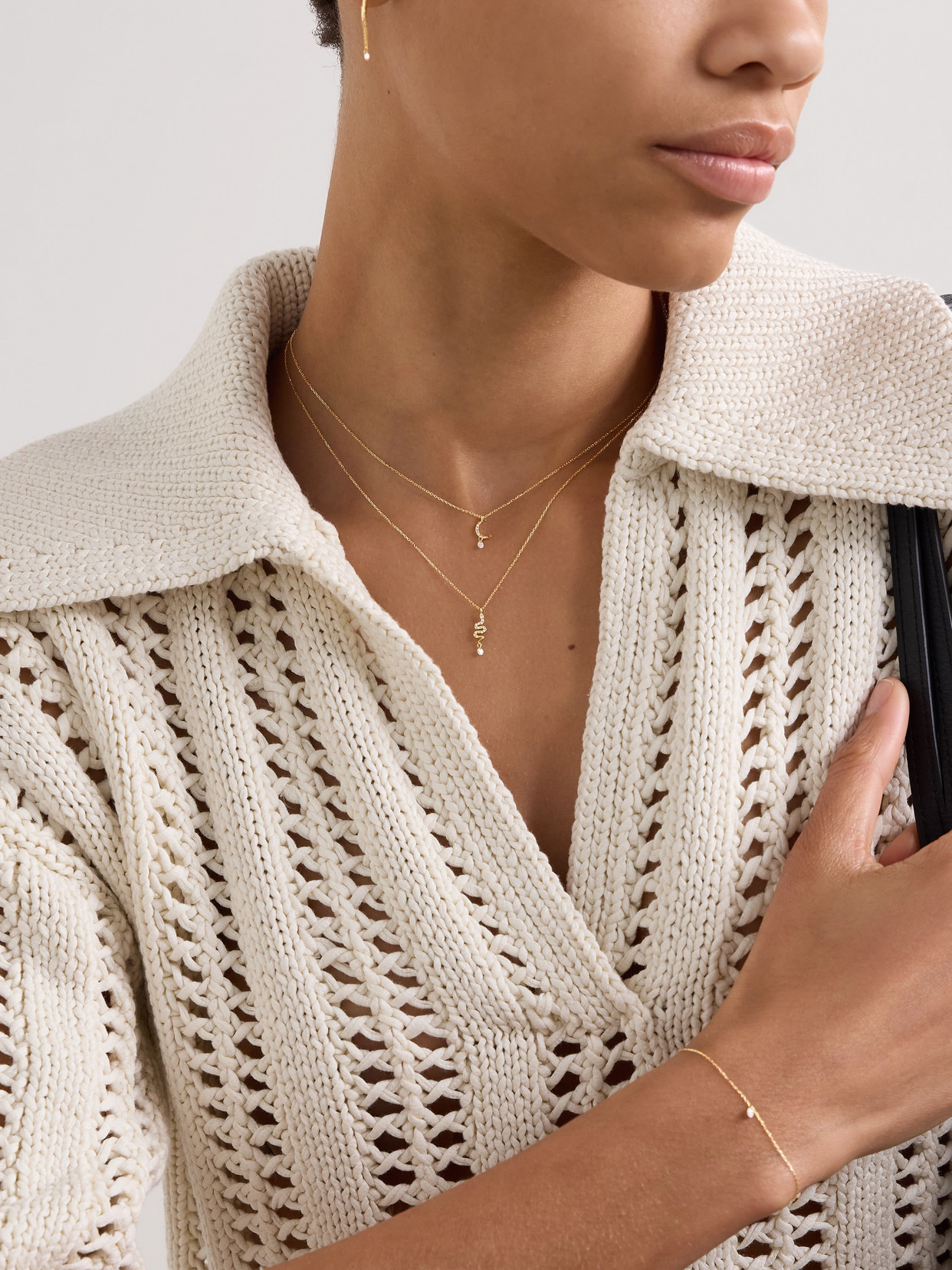 Persée Snake 18-karat Gold Diamond Necklace In Gold