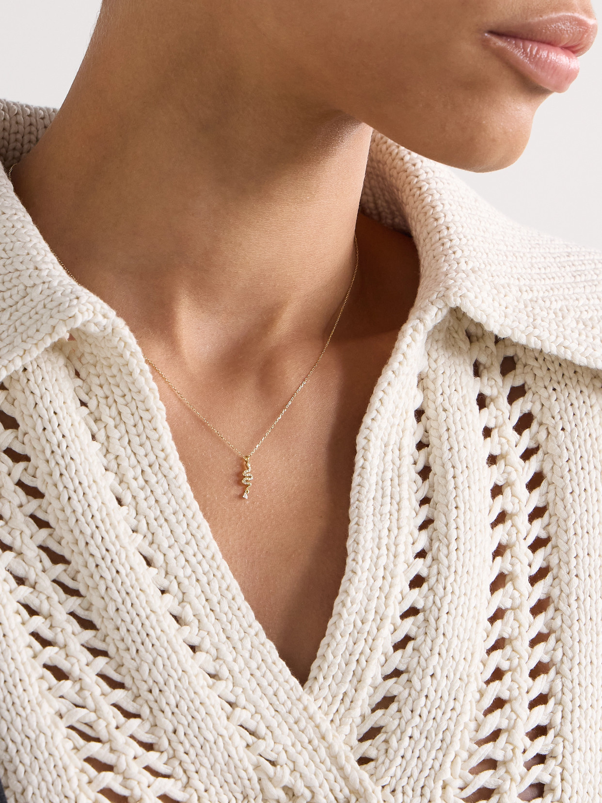 Persée Snake 18-karat Gold Diamond Necklace In Gold