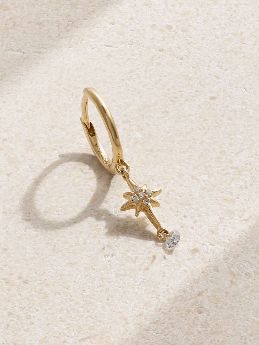Persée North Star 18-karat Gold Diamond Single Hoop Earring