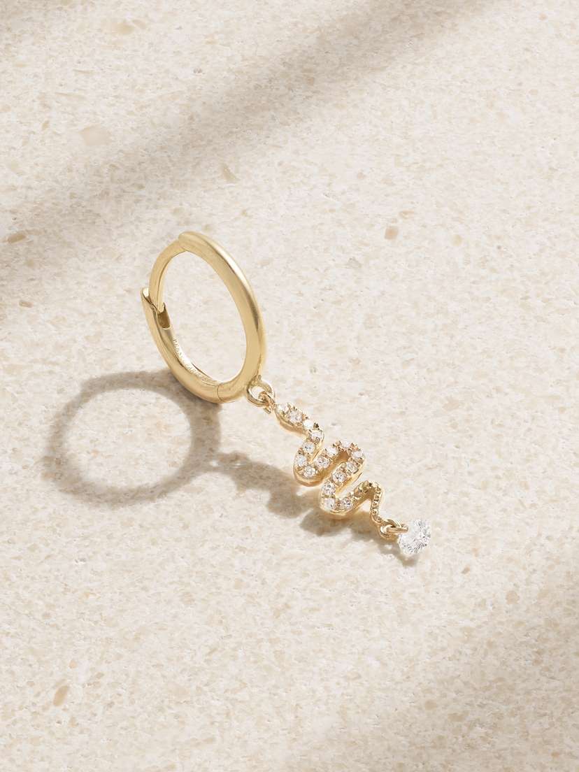 Persée Snake 18-karat Gold Diamond Single Hoop Earring