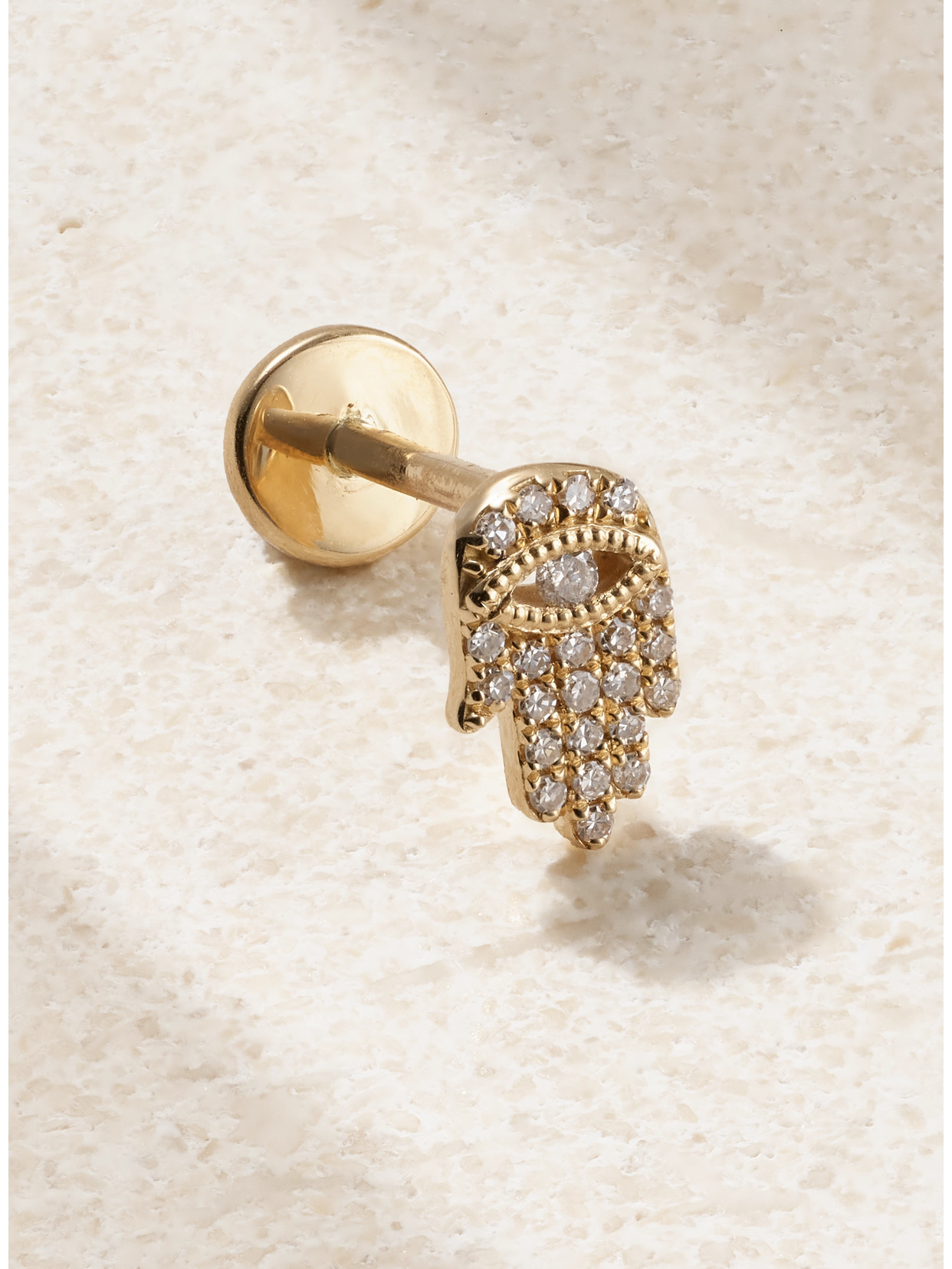 Persée - Hand Of Fatima 18-karat Gold Diamond Single Earring - One size