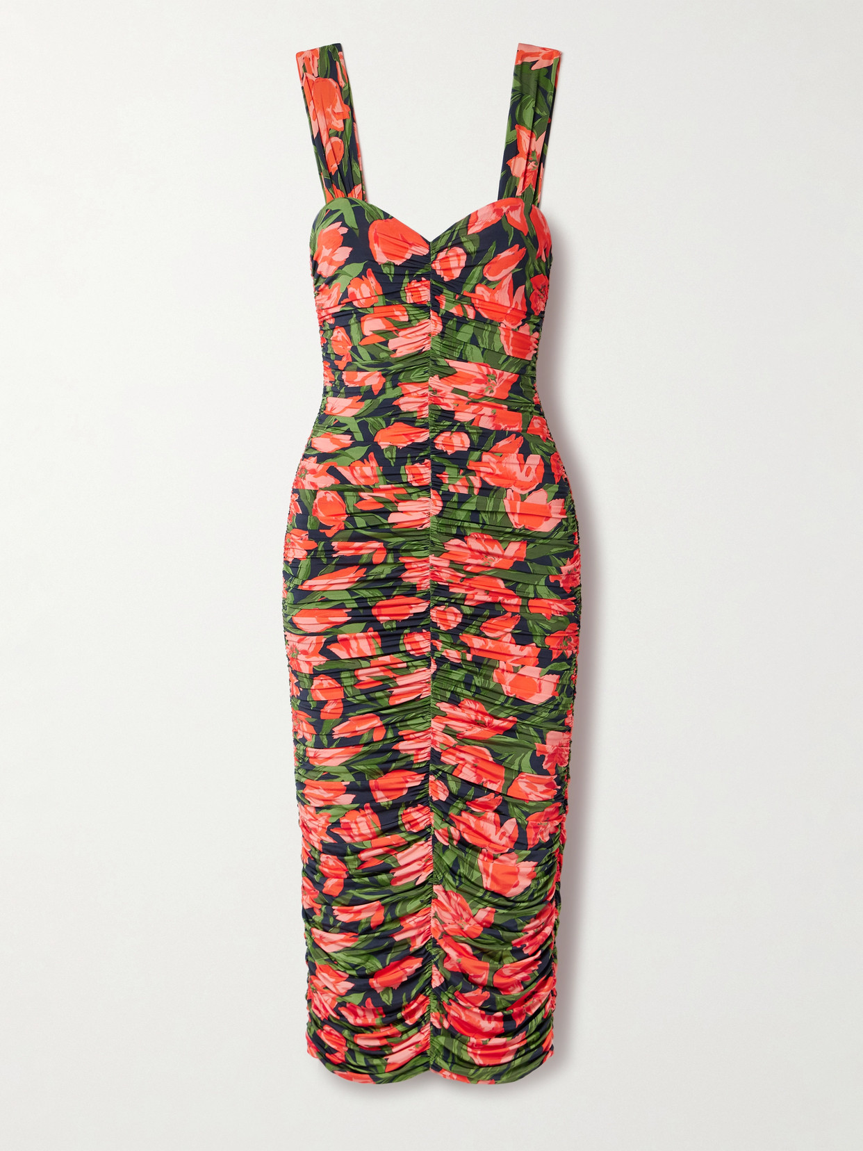 Carolina Herrera - Ruched Floral-print Stretch-jersey Midi Dress - Multi