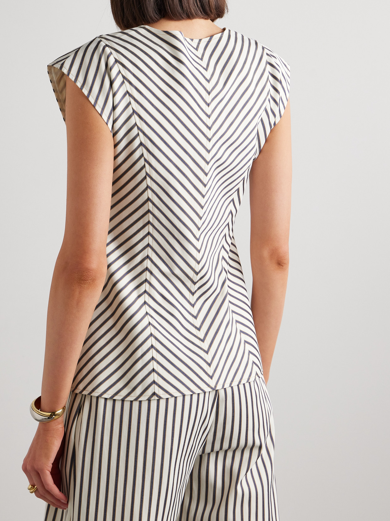 Carolina Herrera Stripe Cap-sleeve Top In Multi
