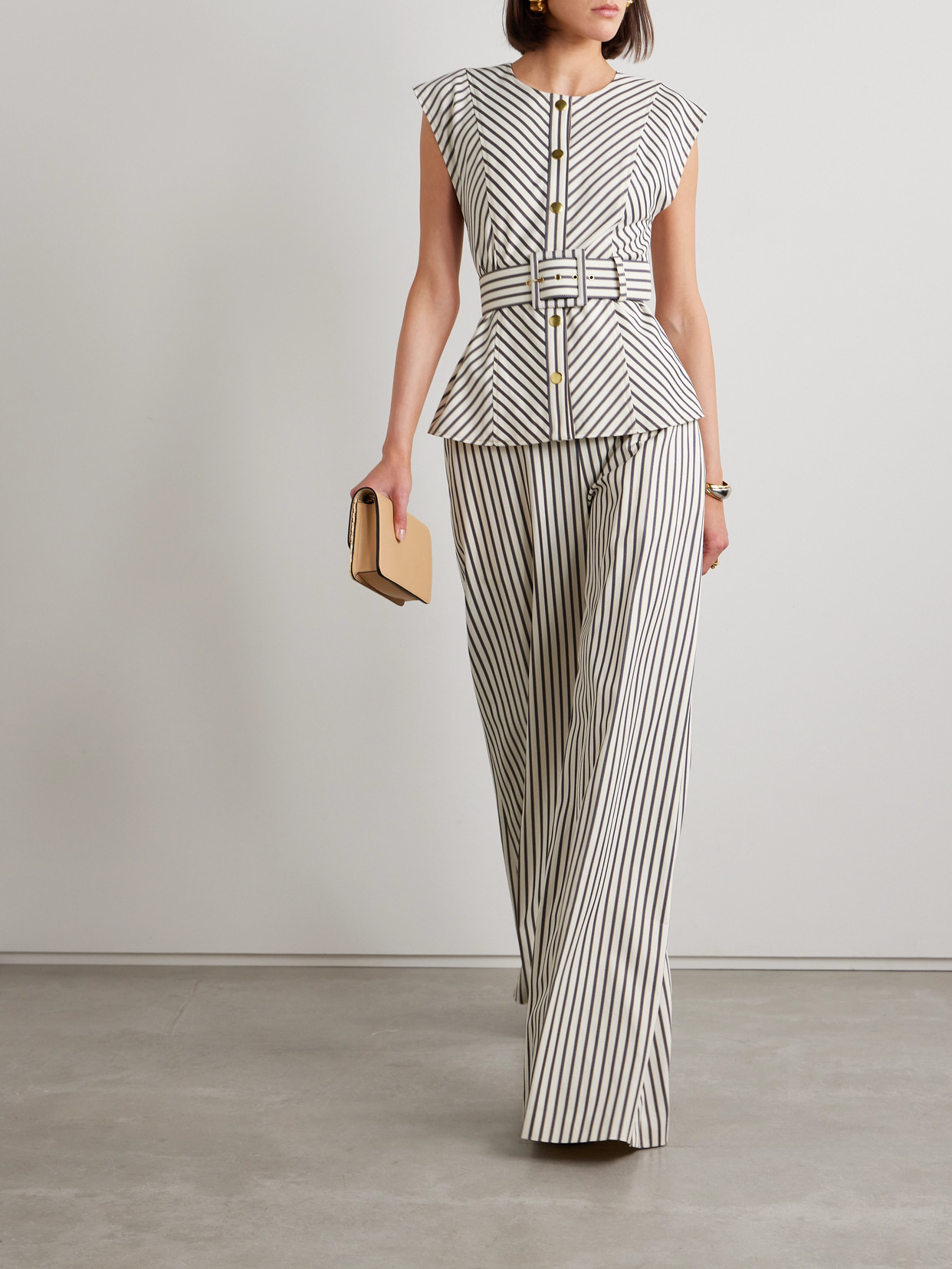 Carolina Herrera Stripe Cap-sleeve Top In Multi