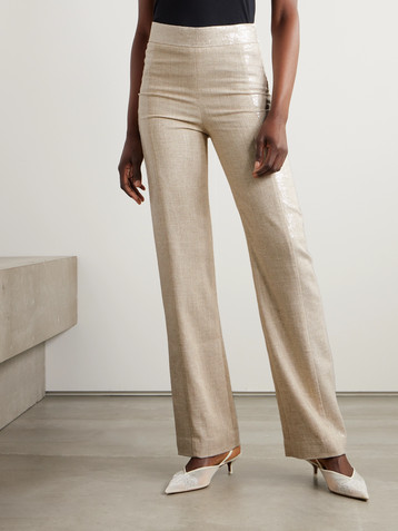 Dima Ayad Sequined canvas straight-leg pants