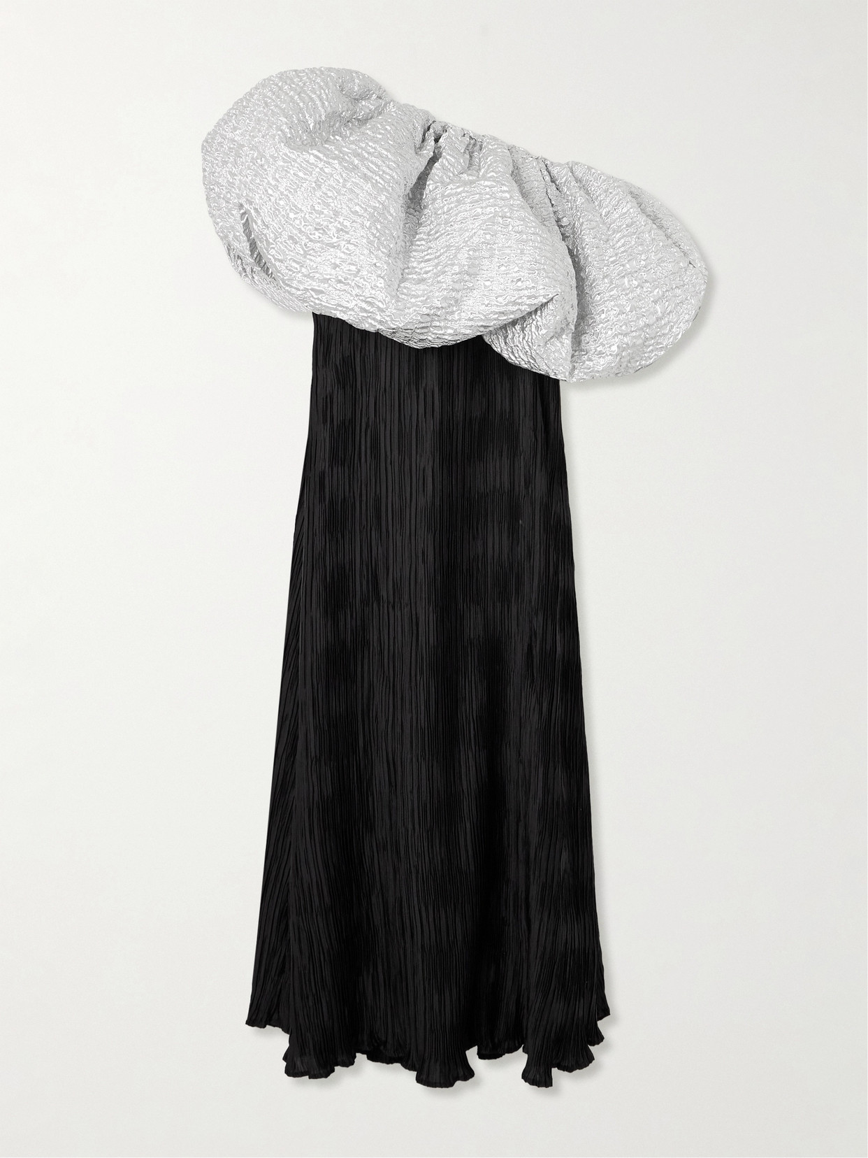 Dima Ayad - Convertible Popcorn Lamé And Plissé-crepe Gown - Black