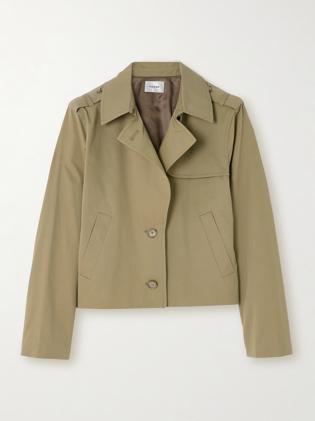 Frame Cropped Cotton-gabardine Jacket In Neutrals