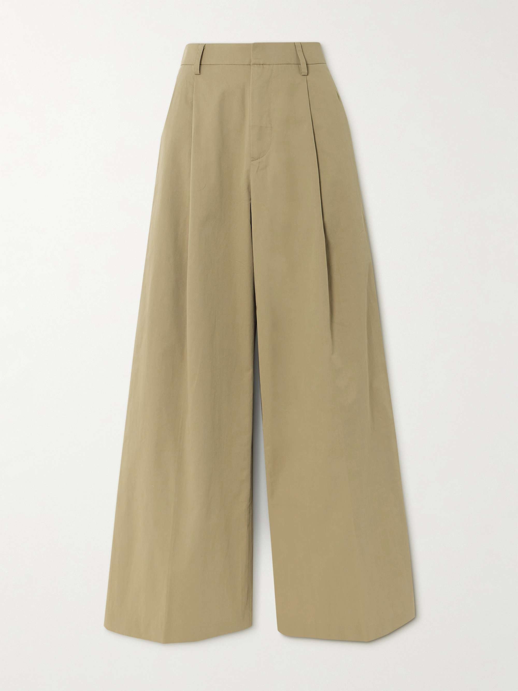 FRAME Pleated cotton-twill wide-leg pants | NET-A-PORTER