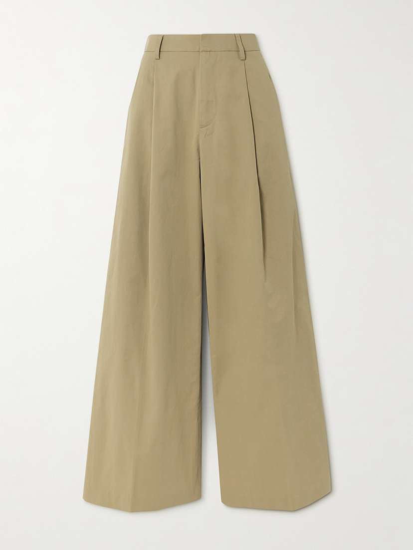 Frame Pleated Cotton-twill Wide-leg Pants