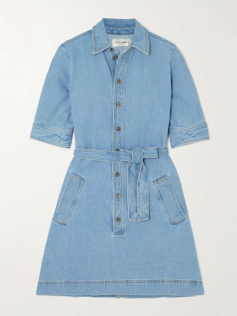 Frame Belted Denim Mini Dress