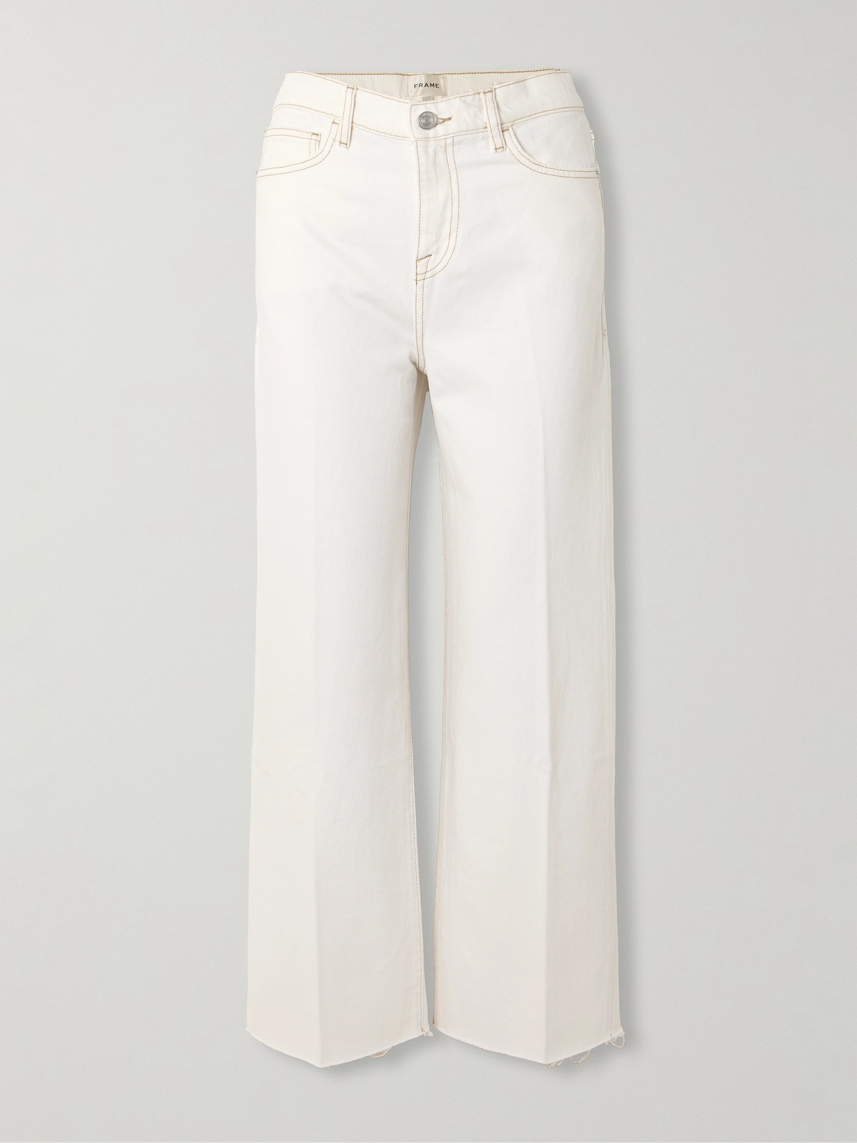 Frame Le Jane Cropped High-rise Wide-leg Jeans In White