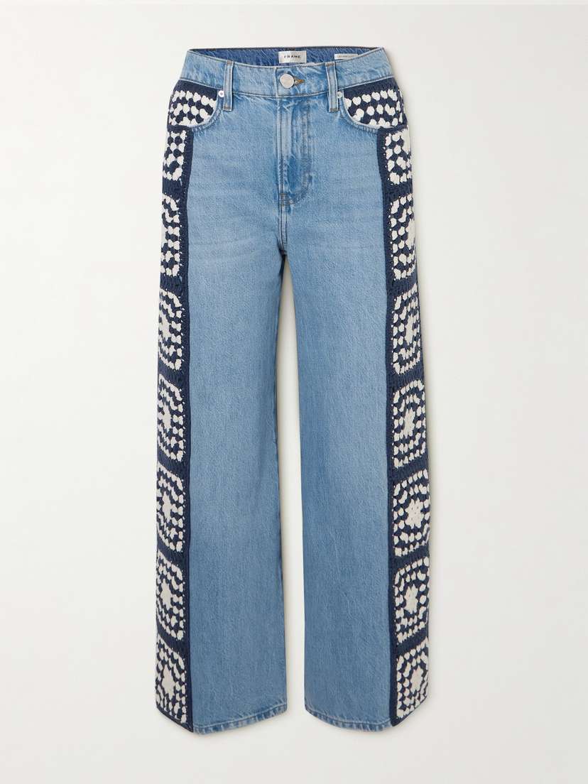 Frame Le Jane Cropped Crochet-trimmed High-rise Straight-leg Jeans