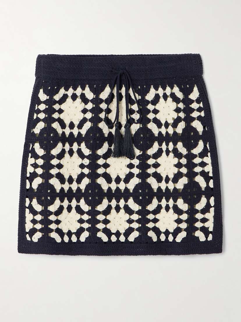 Frame Crocheted Tasseled Cotton-blend Mini Skirt