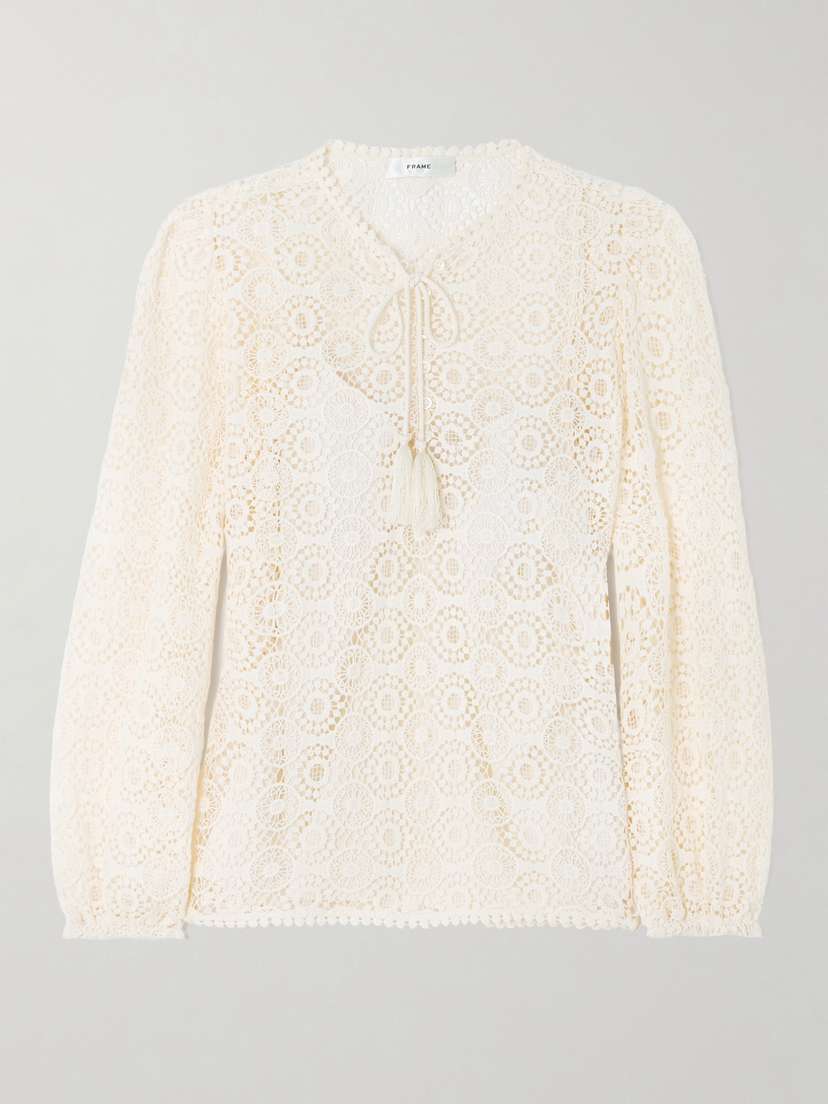 Frame Tasseled Cotton-lace Blouse - x large