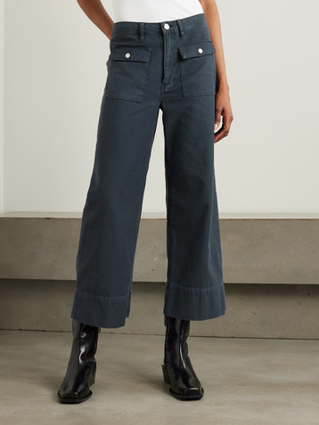 FRAME The 70s cropped cotton-canvas wide-leg pants