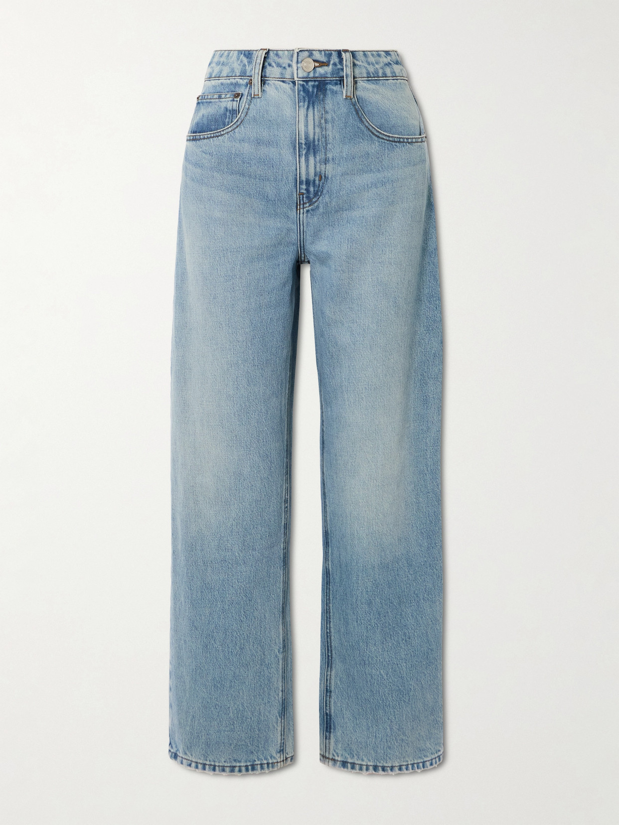 Frame High-rise Barrel-leg Jeans In Blue