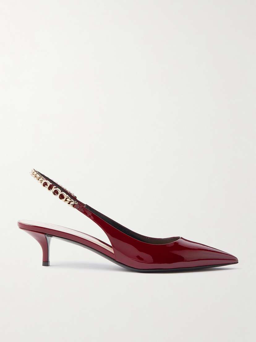 Gucci Signoria Embellished Patent-leather Slingback Pumps