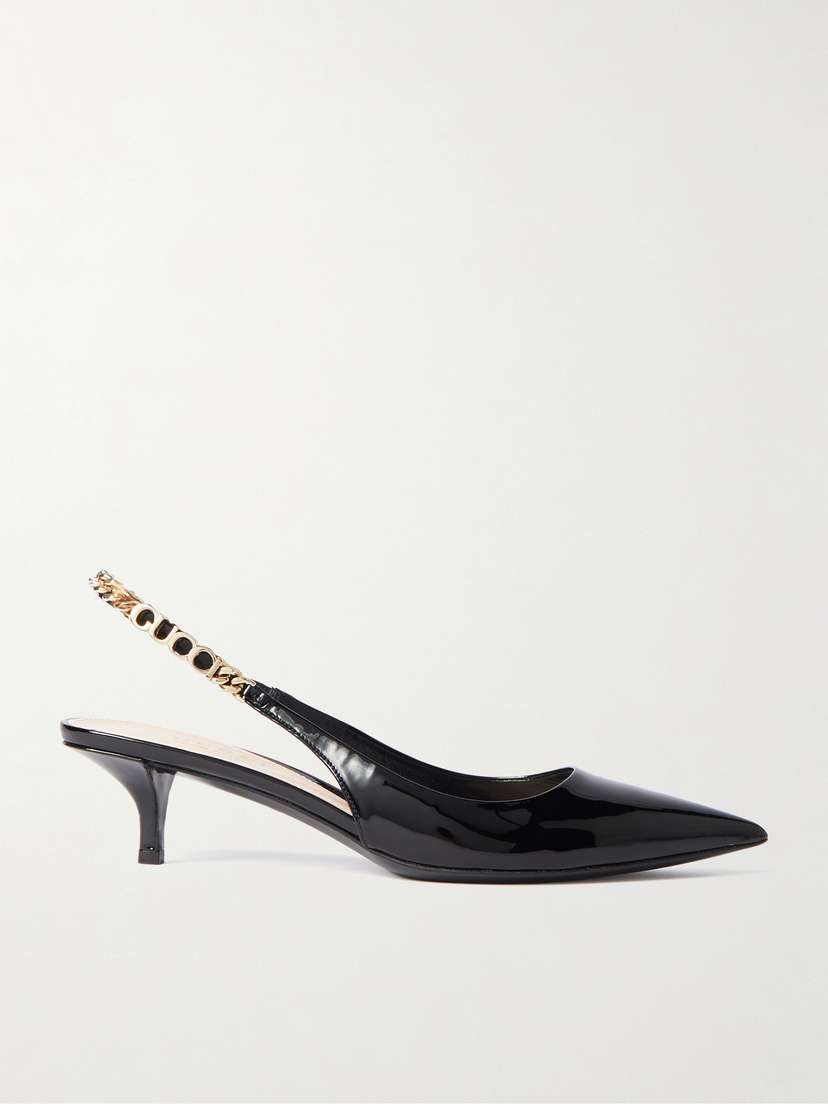 Gucci Signoria Embellished Patent-leather Slingback Pumps