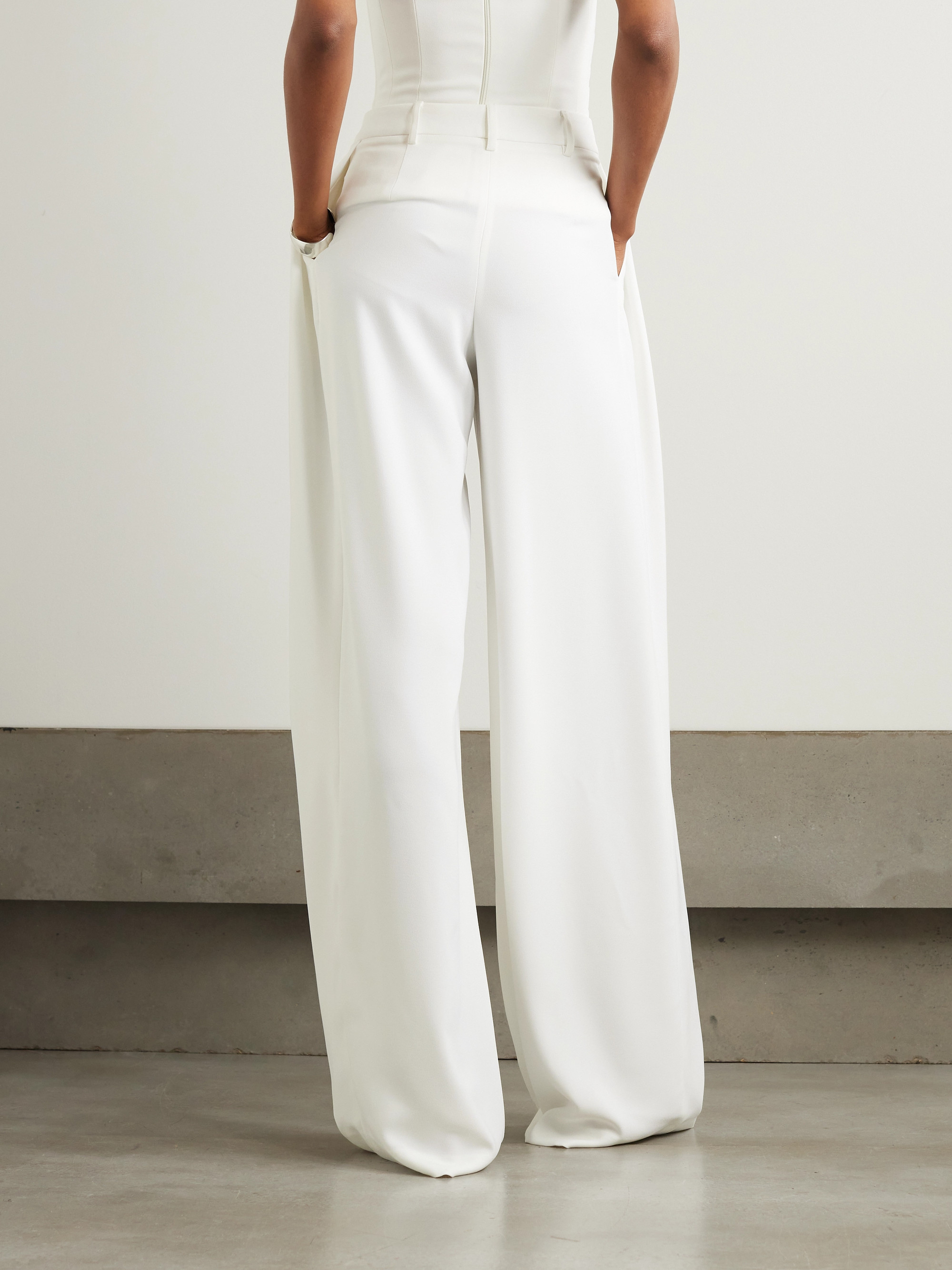 Mônot Pleated satin-crepe wide-leg pants thumbnail