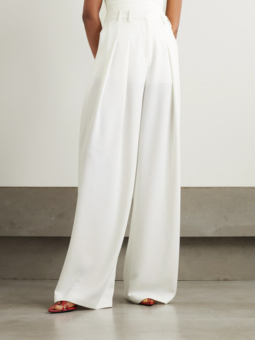 Mônot Pleated satin-crepe wide-leg pants