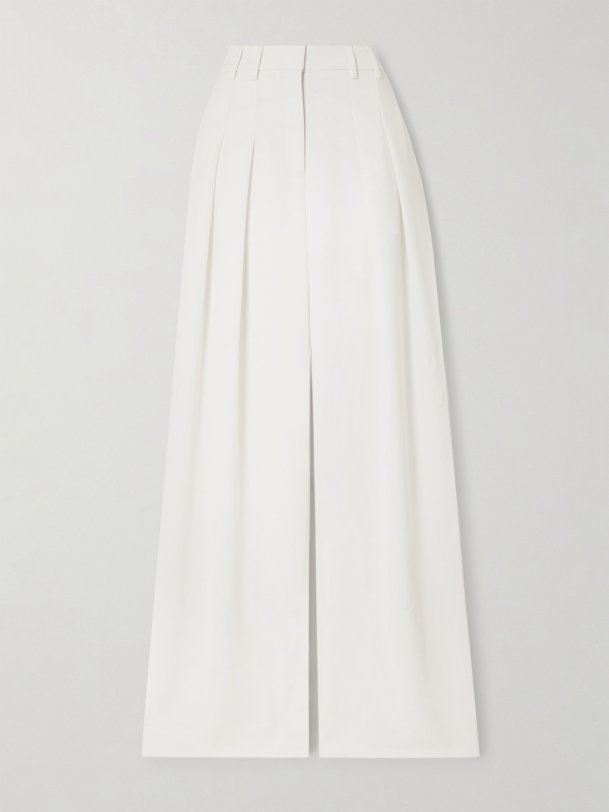 Mônot - Pleated Satin-crepe Wide-leg Pants - White