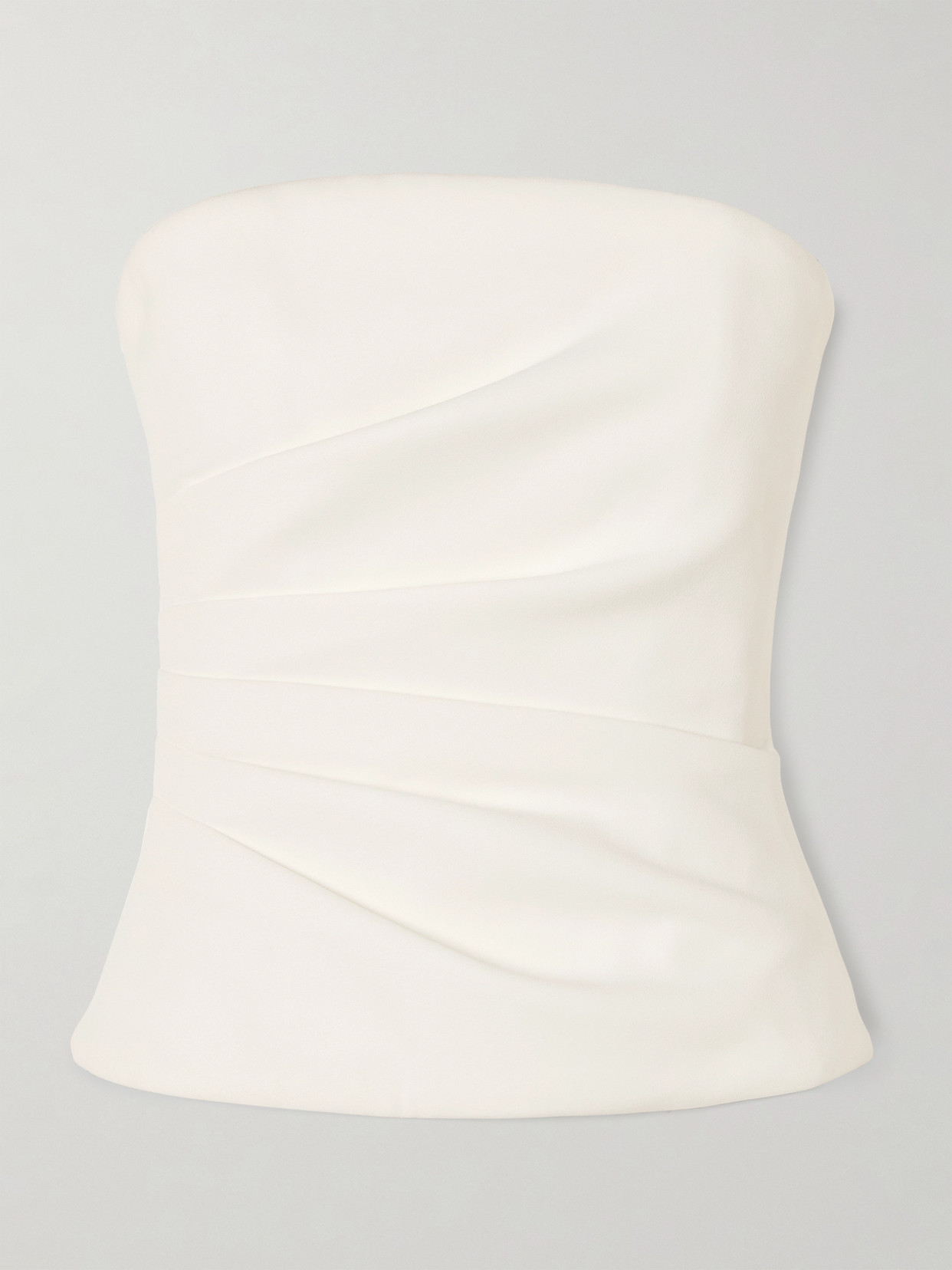 Mônot - Strapless Gathered Satin-crepe Bustier Top - White