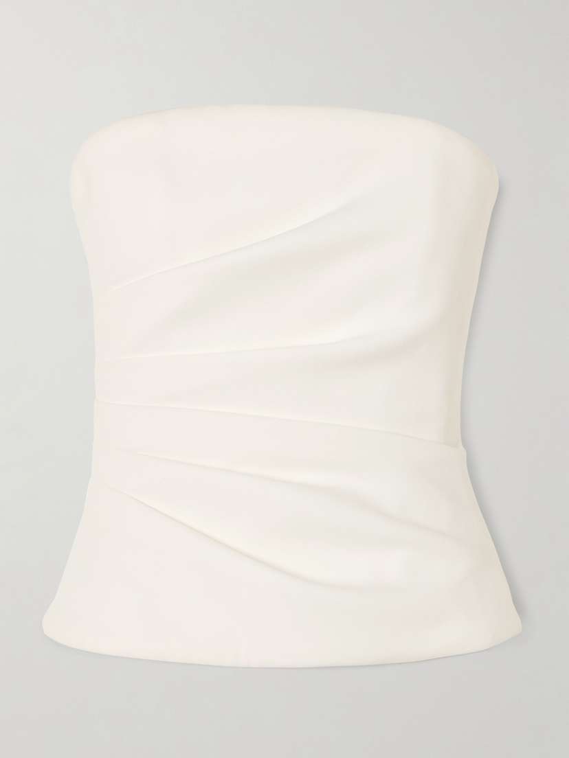 Mônot Strapless Gathered Satin-crepe Bustier Top
