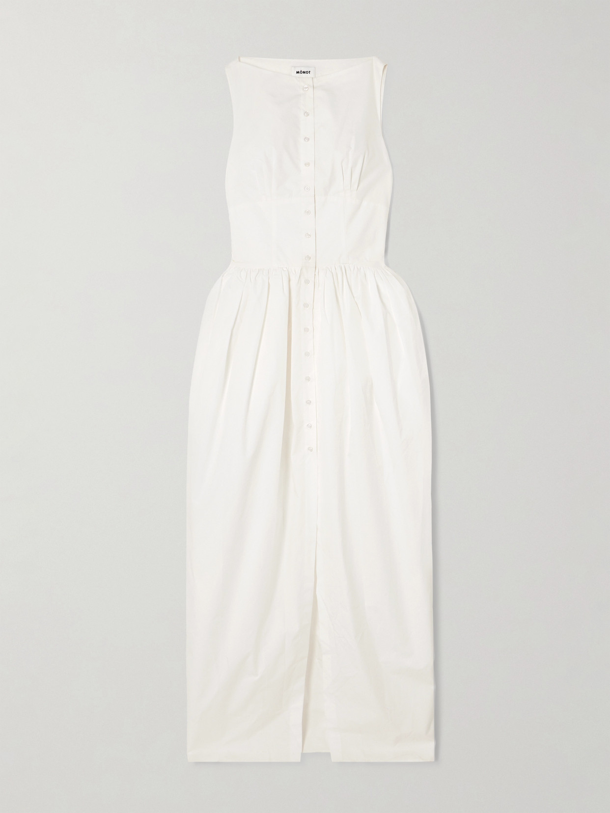 Monot Gathered Poplin Maxi Dress In White