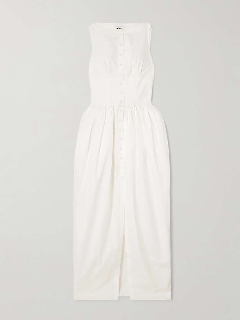 Mônot Gathered Poplin Maxi Dress