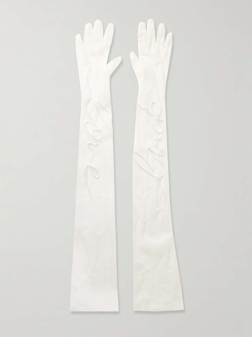 Halfpenny London Embroidered Tulle Gloves