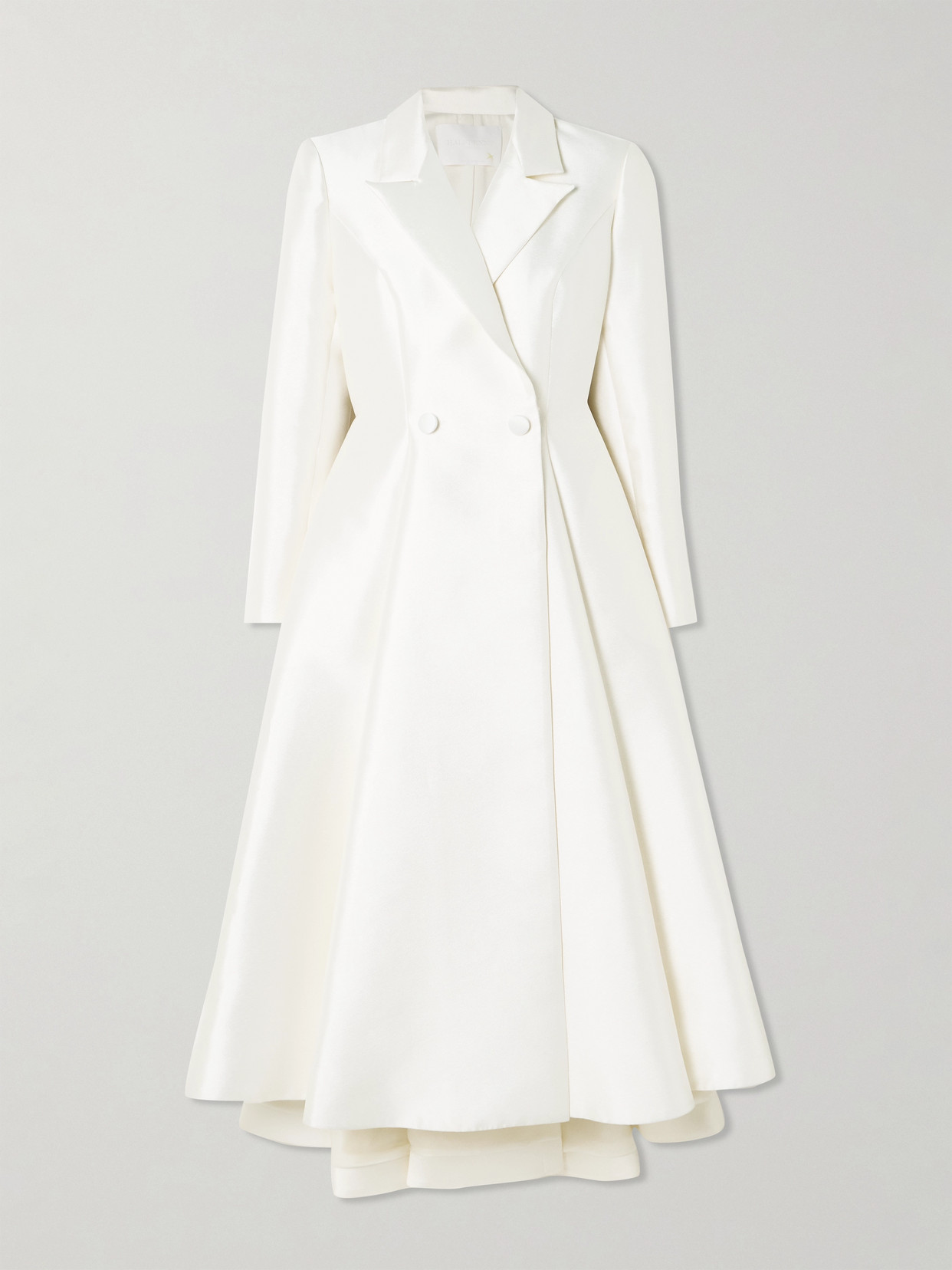 Halfpenny London - Sophie Double-breasted Pleated Mikado Midi Dress - Ivory