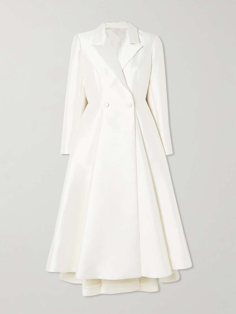 sophie double-breasted pleated mikado midi dress