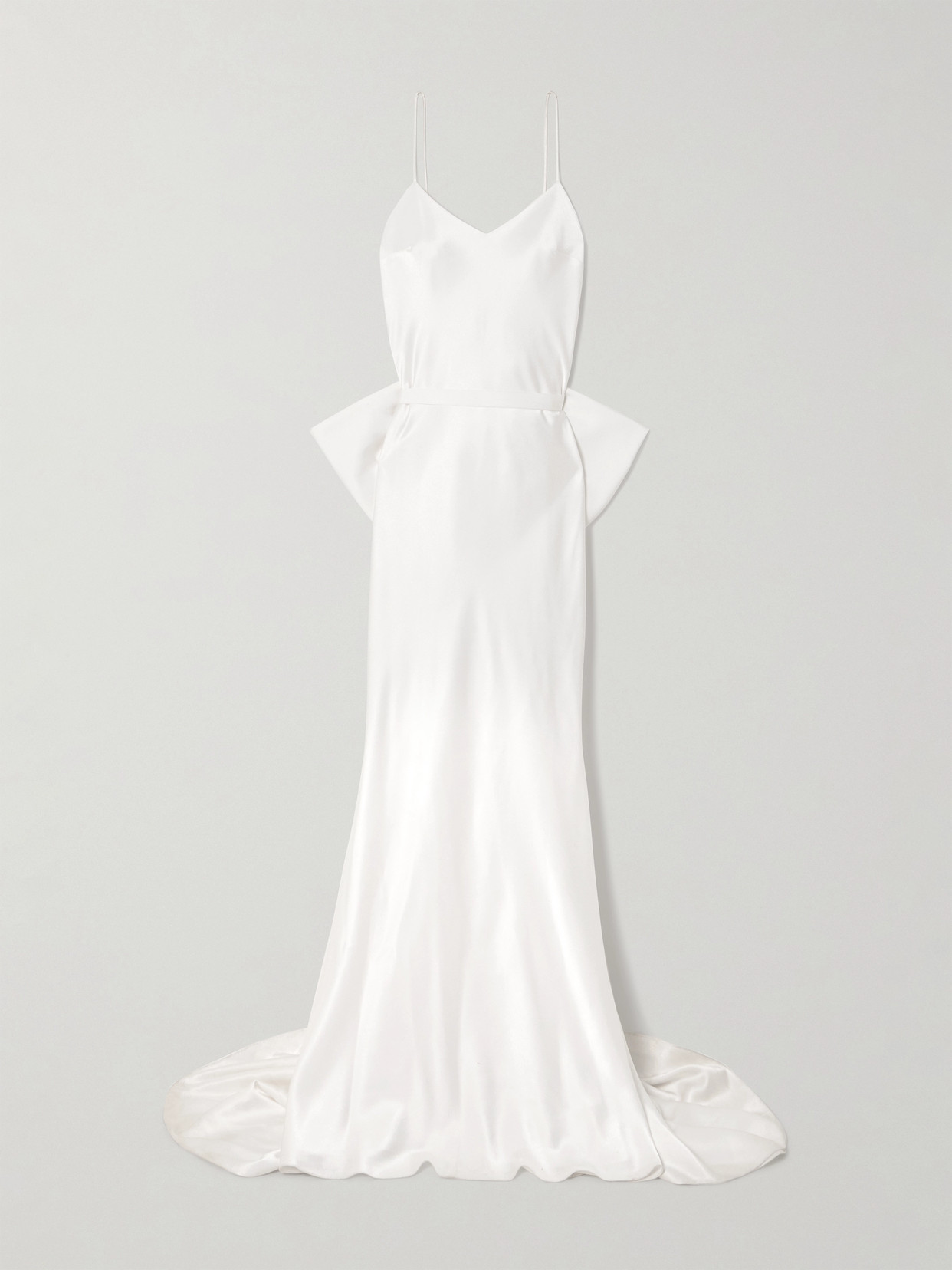 Halfpenny London India Bow-detailed Satin Gown In Ivory