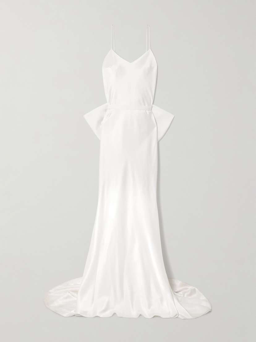 Halfpenny London India Bow-detailed Satin Gown