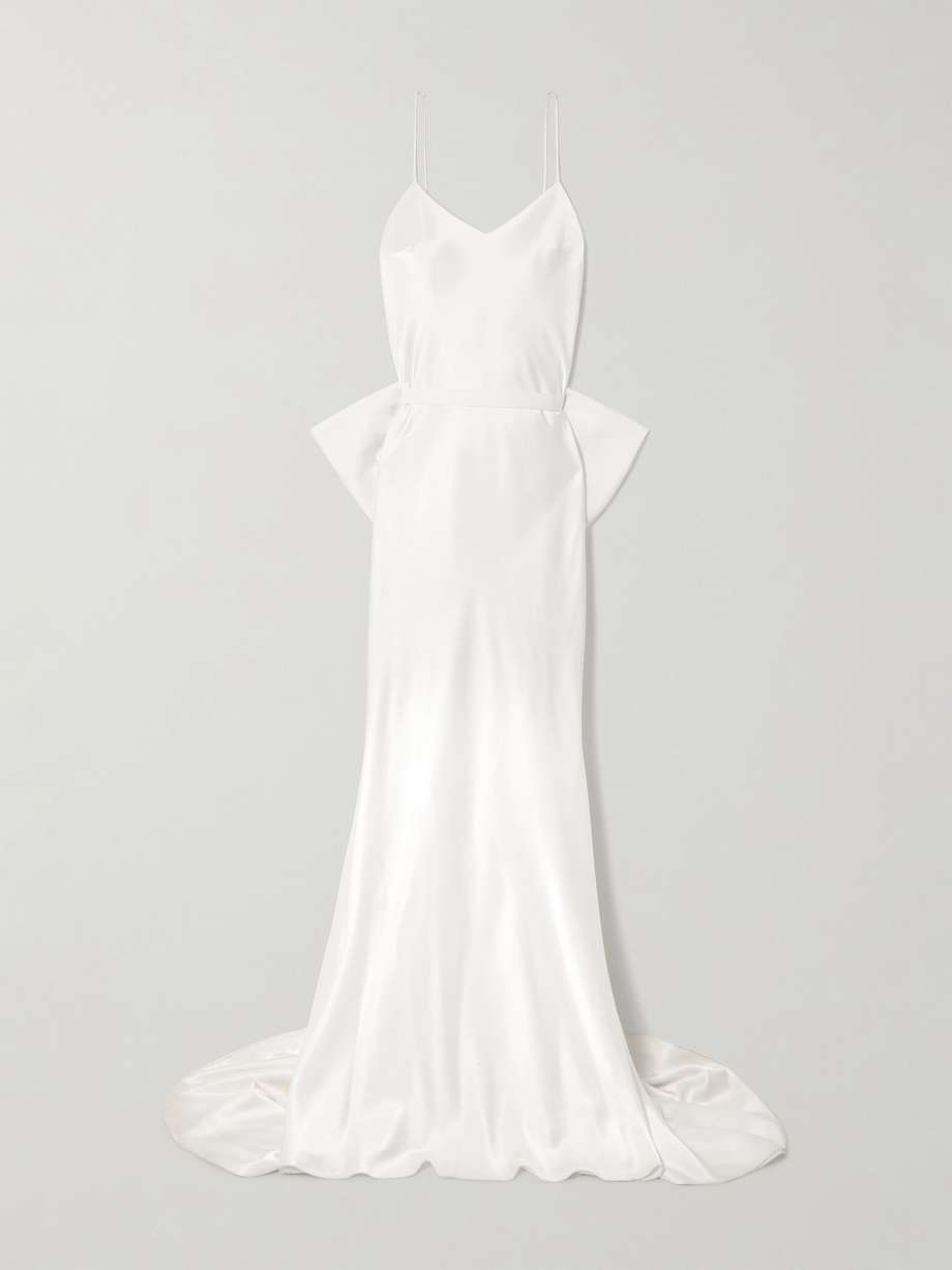 india bow-detailed satin gown