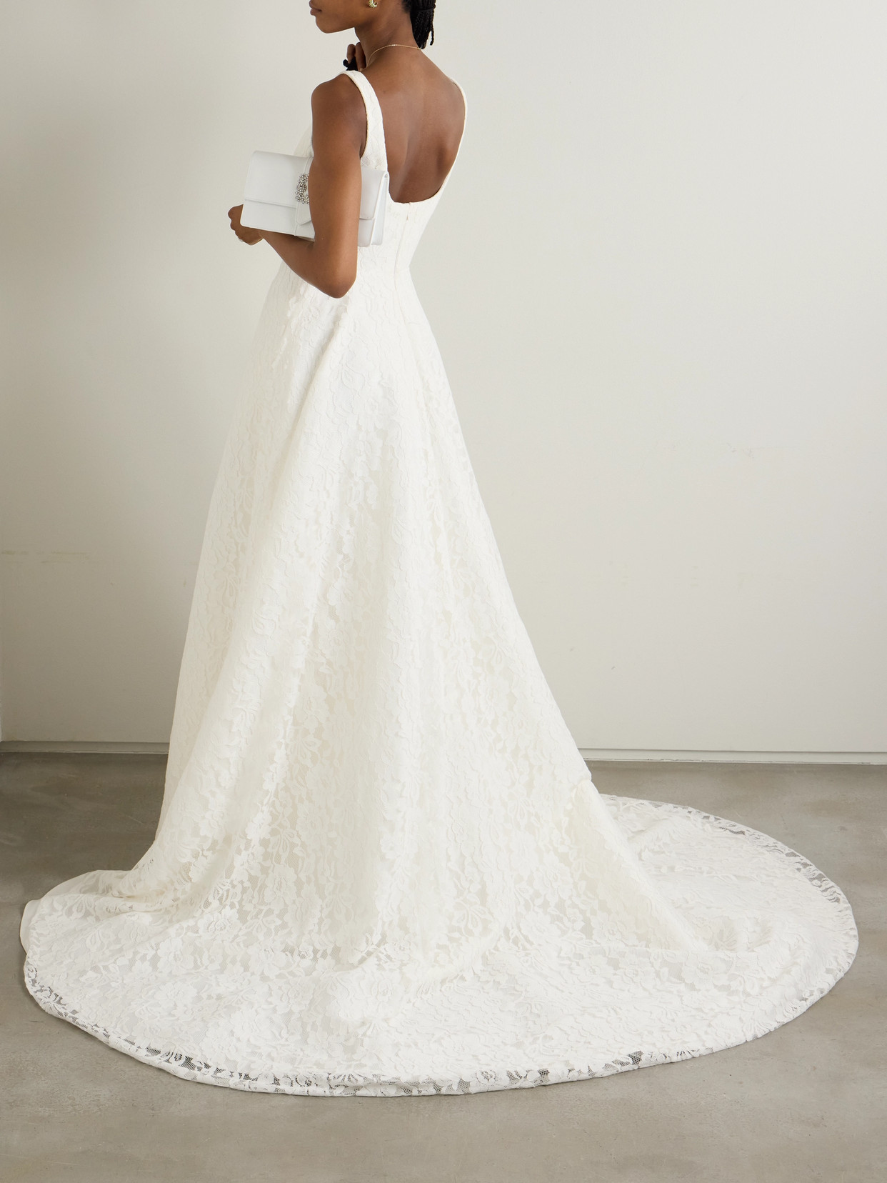 HALFPENNY LONDON DOMINIQUE LACE AND CREPE GOWN