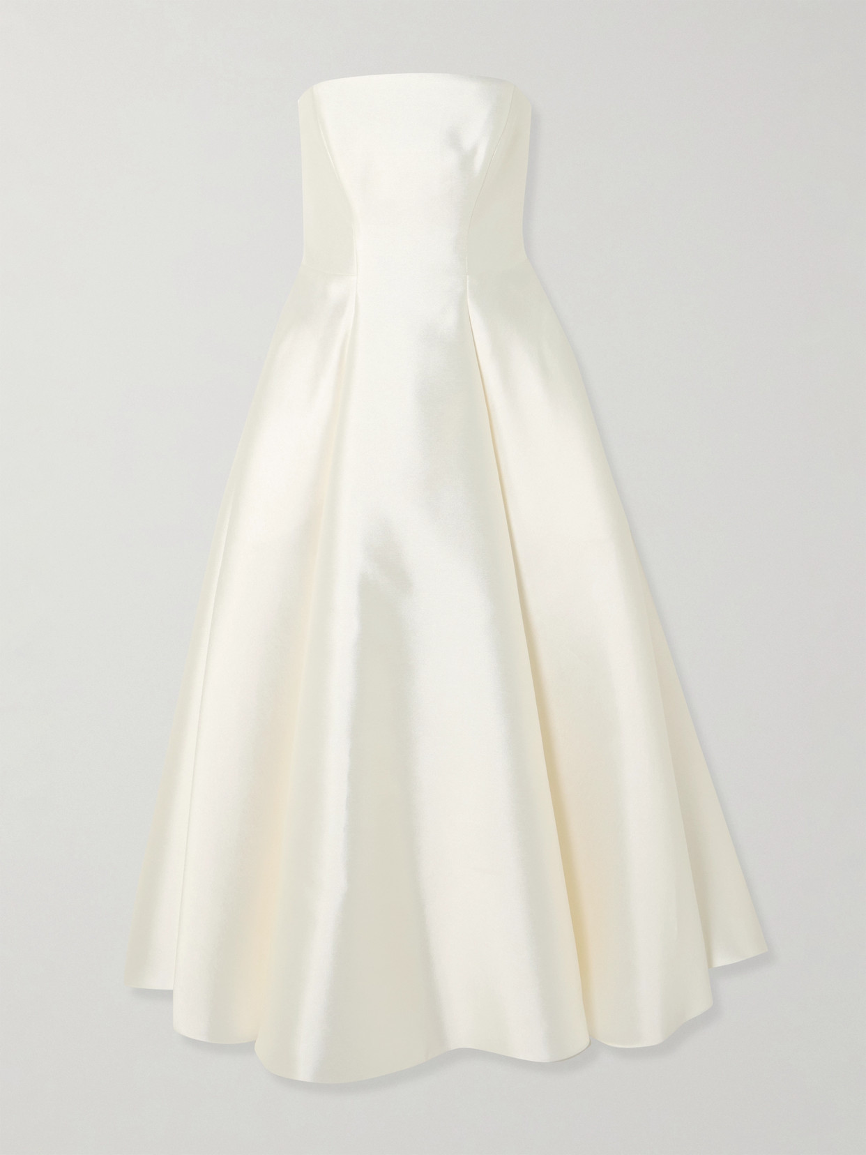 Halfpenny London - Strapless Pleated Mikado Midi Dress - Ivory