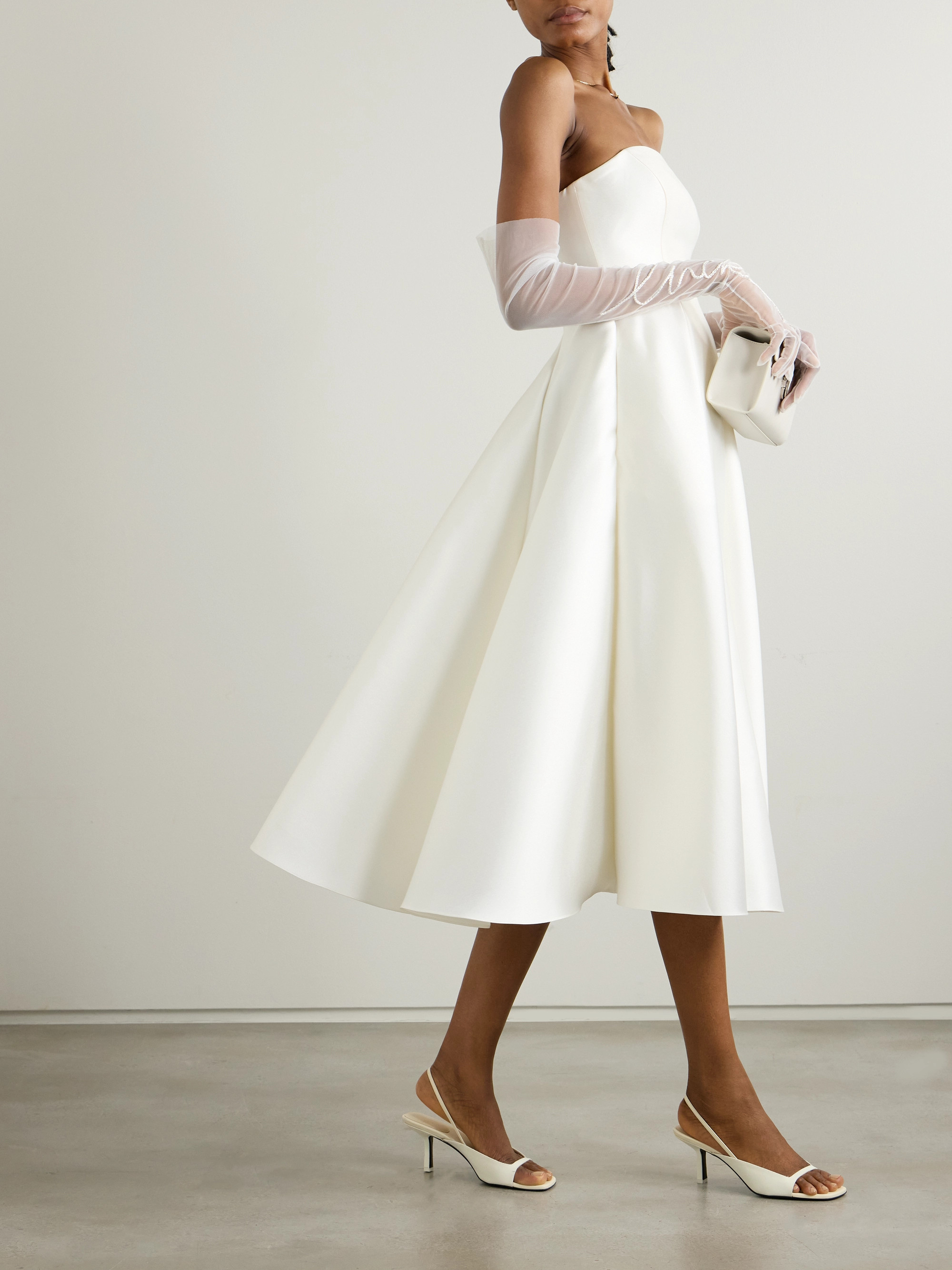 Halfpenny London Strapless pleated mikado midi dress