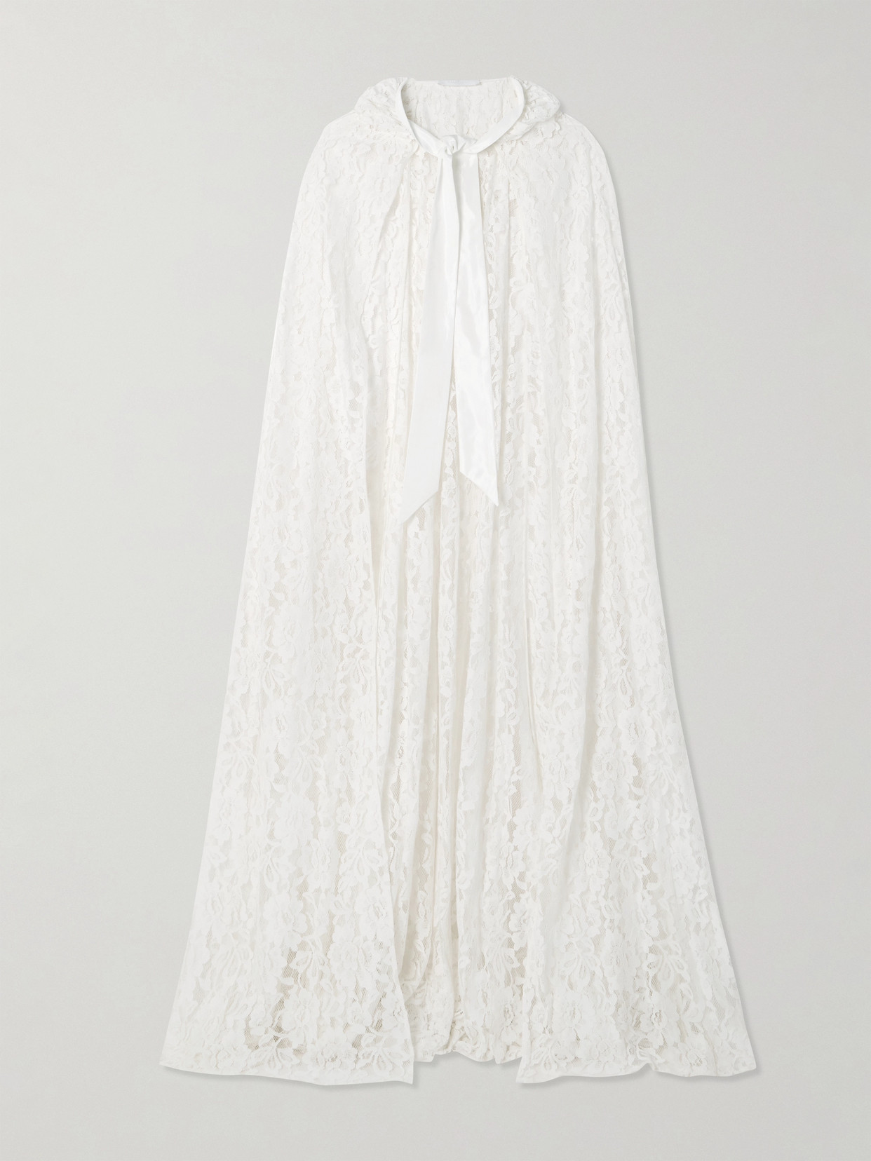 Halfpenny London Dean Hooded Twill-trimmed Lace Cape In Ivory