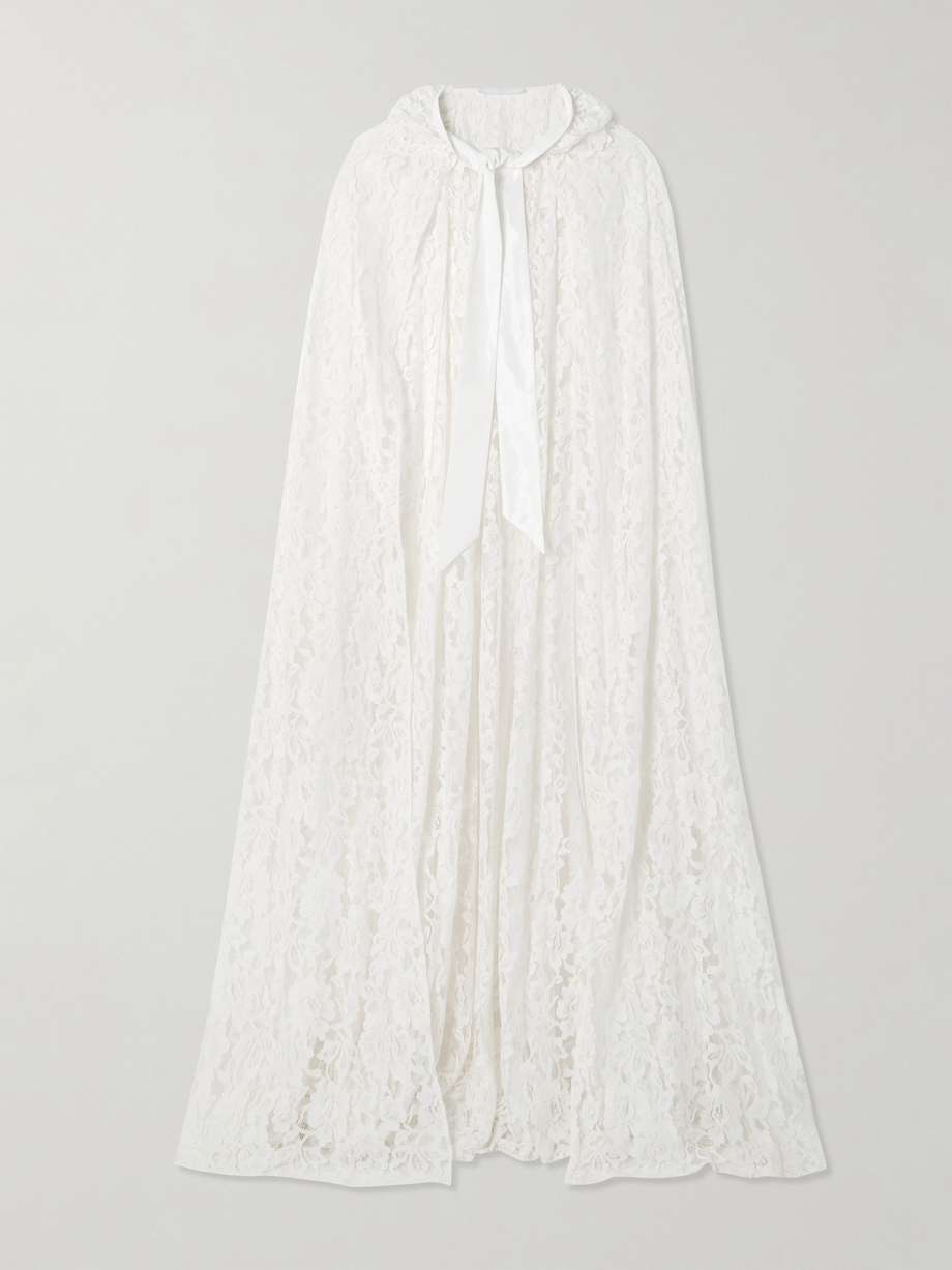 dean hooded twill-trimmed lace cape