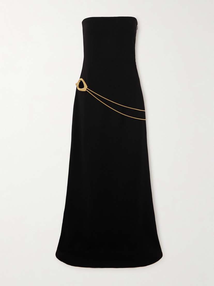 Tom Ford Strapless Embellished Belted Stretch-cady Gown