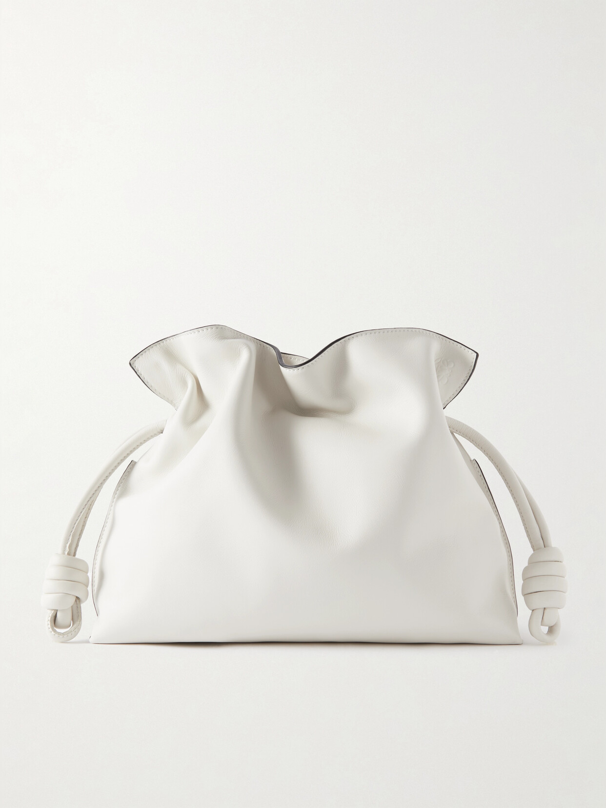 Loewe - Flamenco Medium Leather Clutch Bag - White