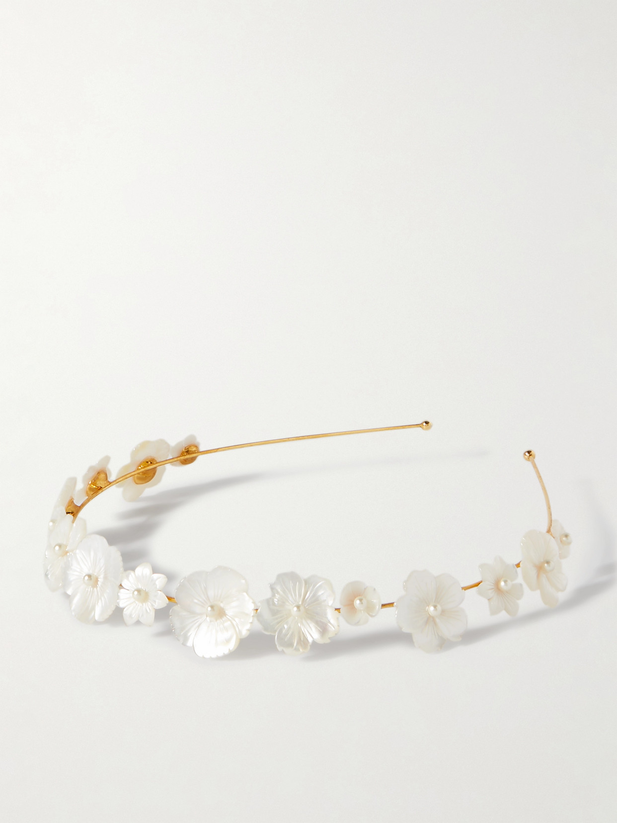 Jennifer Behr Jenna Gold-plated Mother-of-pearl Headband In White