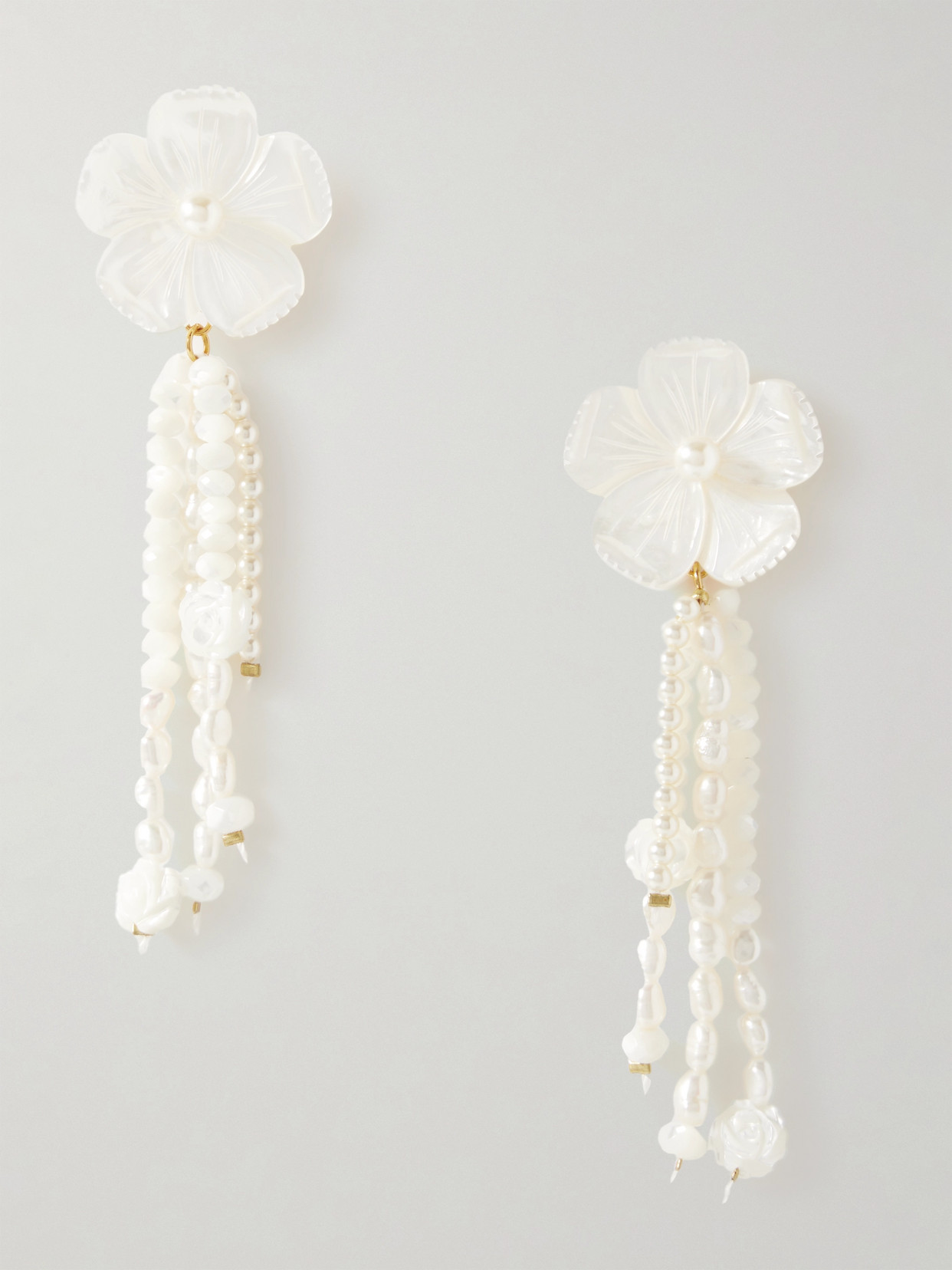 Jennifer Behr - Mara Gold-tone Mother-of-pearl Earrings - White