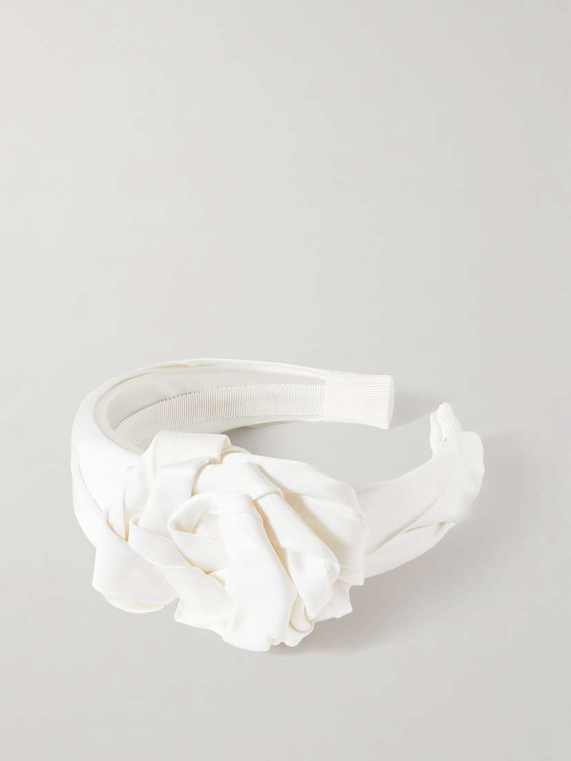 Jennifer Behr Alma Appliquéd Duchesse-satin Headband